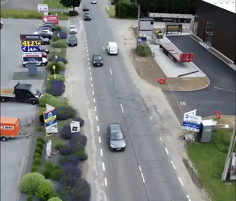 Vue aérienne d’une route de livraison